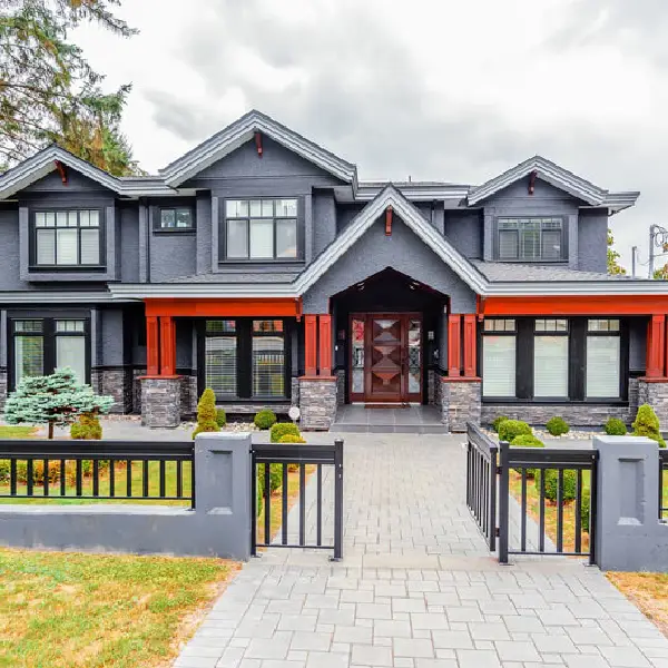 Warm Gray, Red, and Black exterior